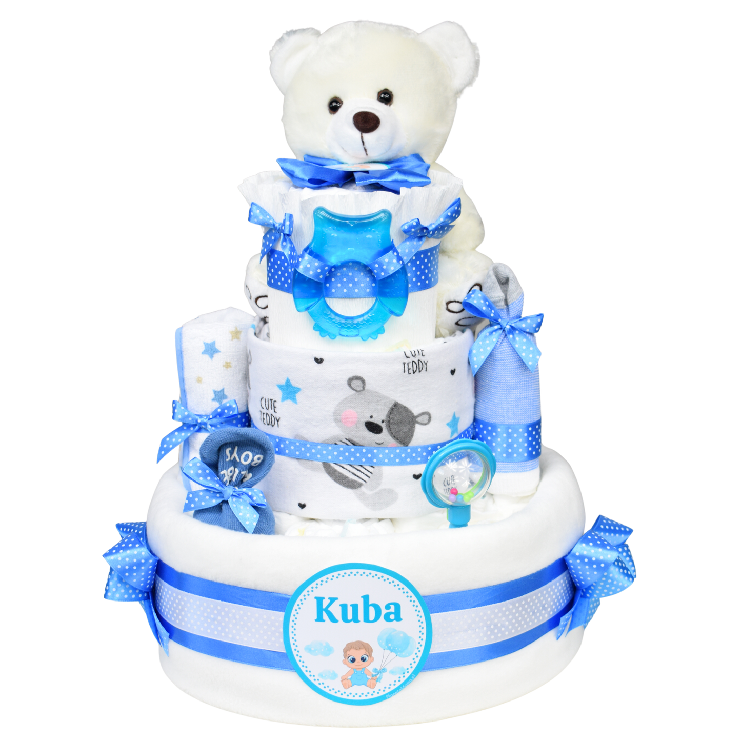 Tort z pieluch pampers z akcesoriami