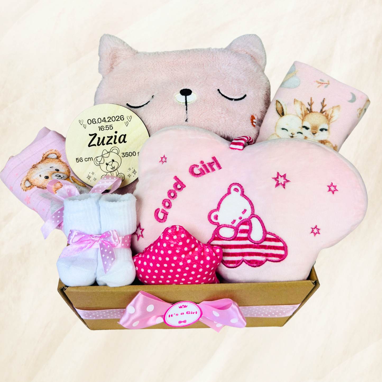 Zestaw Prezentowy dla Noworodka Dziewczynki | Chrzest, Baby Shower, Pozytywka | Gift Baby Box (Kopia)