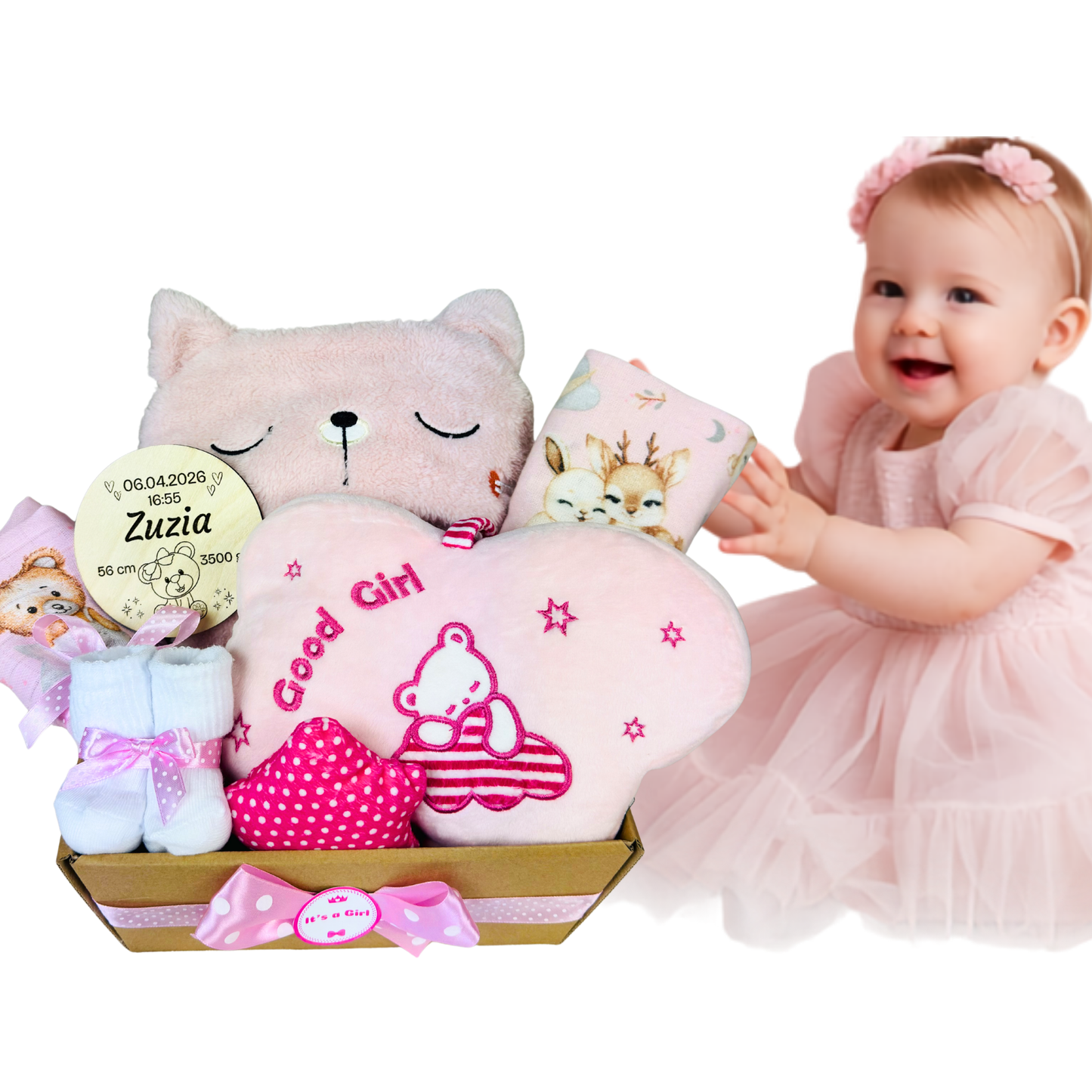 Zestaw Prezentowy dla Noworodka Dziewczynki | Chrzest, Baby Shower, Pozytywka | Gift Baby Box (Kopia)