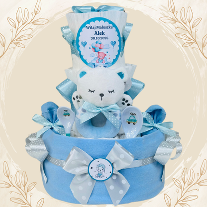Tort z pieluch pampers prezent dla noworodka