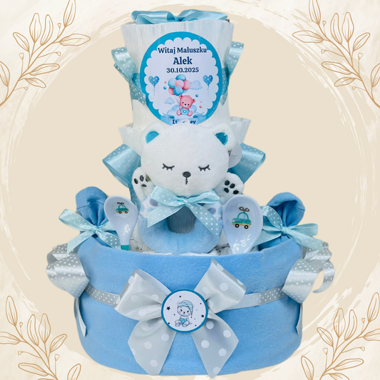 Tort z pieluch pampers prezent dla noworodka