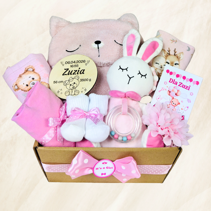 Zestaw Prezentowy dla Noworodka Dziewczynki | Chrzest, Baby Shower, Pozytywka | Gift Baby Box