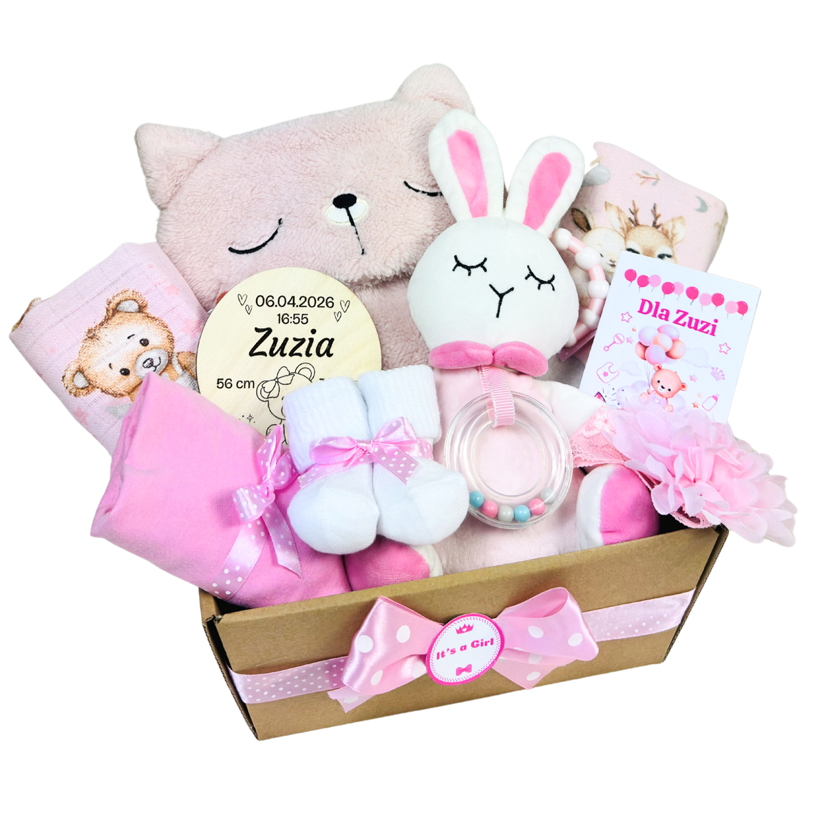 Zestaw Prezentowy dla Noworodka Dziewczynki | Chrzest, Baby Shower, Pozytywka | Gift Baby Box