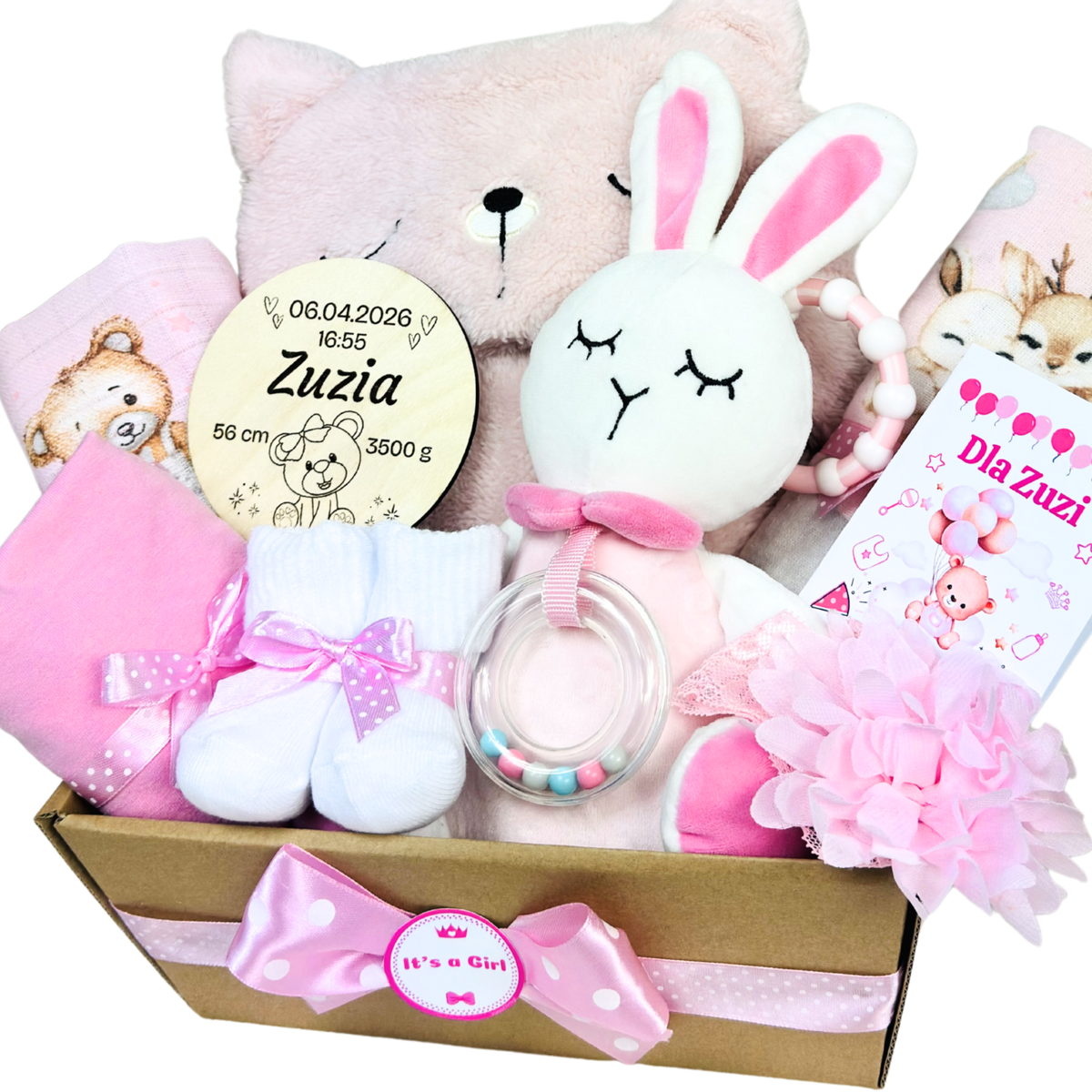 Zestaw Prezentowy dla Noworodka Dziewczynki | Chrzest, Baby Shower, Pozytywka | Gift Baby Box